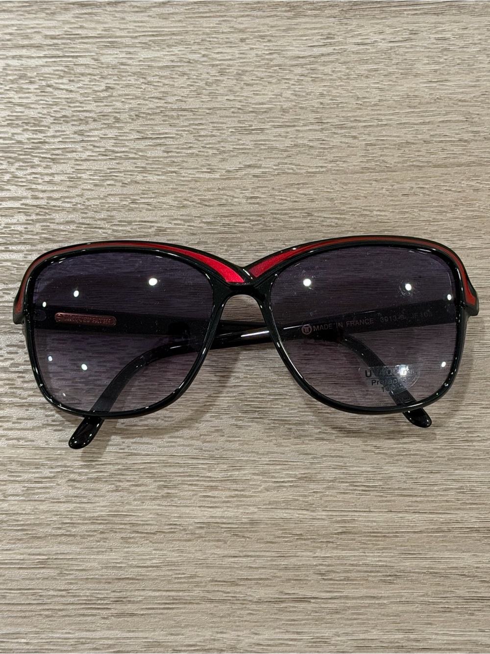 Vintage Jacques Fath Sunglasses 3013-9 JF 108 Black Red Accent Made In France